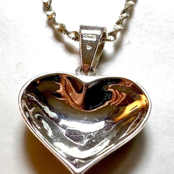 Sterling Silver Heart Shaped Marcasite Necklace - Picture 6 of 7